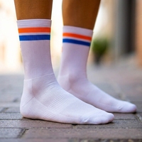 Chaussettes de course athlétiques à rayures personnalisées, anti-ampoules, de haute qualité, pour la course sur sentier et le cyclisme, avec amorti et rembourrage, chaussettes de sport pour la course