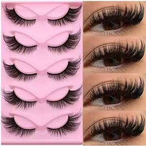 Pestañas Postizas de Visón Sintético con Alas Hechas a Mano, Pestañas Postizas de Pelo Natural, Maquillaje de Ojos de Gato/Zorro |   Efecto <span class=keywords><strong>3D</strong></span> de Ojos Dramáticos con Tira Completa - Product Image 1