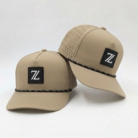 Casquettes de baseball imperméables personnalisées en gros OEM, casquette 5 panneaux avec cordon, logo en silicone 3D, casquettes de sport respirantes, motif léopard pour hommes et femmes