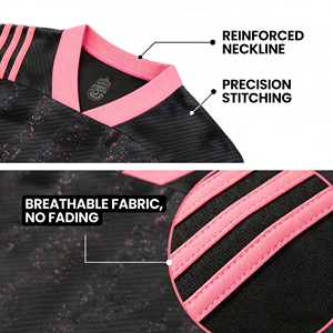 Jersey Sepak Bola Pria Custom 100% Polyester Bordir Kerah Bulat Lengan Pendek Cepat Kering Bernapas Sablon Laser Atasan Tim - Product Image 5