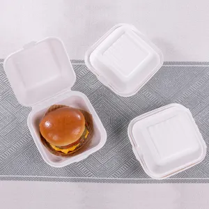 Bagasse Hộp Đựng 1 Ngăn Hộp Đựng Thực Đơn Giấy Mía Phân Hủy Sinh Học Siêu Cứng Hộp Vỏ Sò