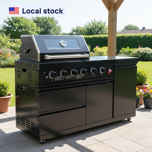 Spedizione Rapida in 7 Giorni, Cucina Esterna Modulare Certificata CE in Acciaio Inox Nero, Isola con Armadietti per Barbecue Familiare ed Eventi - Product Image 3
