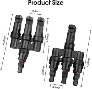 Connecteurs de câbles solaires de type T FFFM+<span class=keywords><strong>MMMF</strong></span> 1 à 3 mâles/femelles parallèles, étanches IP67, pour panneaux solaires photovoltaïques, 1000 V 30 A - Product Image 2