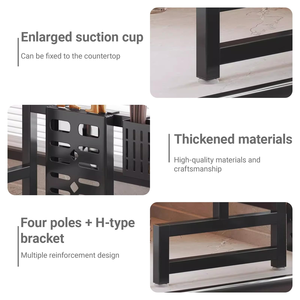 2-Tiers Organizer Multifunctional Countertop Metal Over the Sink <b>Dish</b> and Bowl Drying Draining Rack Storage Holder With Doors - Product Image 2