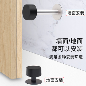 Butée de porte Jin Aoding en acier inoxydable noir brossé, installation sans perçage, fixation au sol ou au mur, limiteur de porte supérieur - Product Image 4