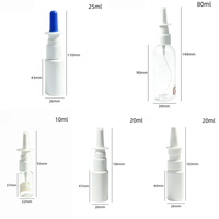 Flacon pompe nasal PET PE 10ml 20ml 25ml 80ml avec pulvérisateur à fine brume et capuchon de protection bleu, blanc, transparent