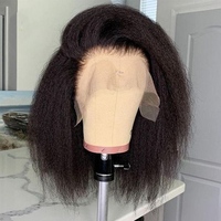 Perruque naturelle longue en dentelle, cheveux humains, coupe lisse ou crépue, style brésilien