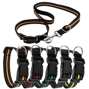 Vente en gros de luxe personnalisé ligne réfléchissante en nylon collier de chien ensemble de cordes de traction