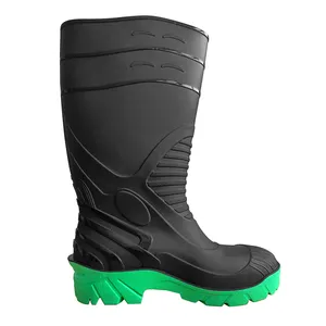 Anti-derrapante Mens Indústria Trabalho PVC Wellington Segurança Gumboots Chuva Botas