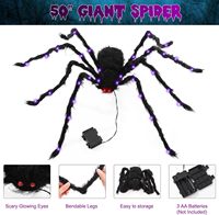 Vente chaude Halloween Décoration Props En Peluche Grande Araignée Lueur Araignée En Plein Air Pour Halloween Party Props
