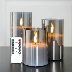 ALICSD Hot Sales LED Glass Flameless Candles with Remote and Timer Real Wax 3D-Wick Pillar Candles for Home Decor