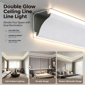 Profilé LED en aluminium à éclairage <span class=keywords><strong>indirect</strong></span> bidirectionnel pour montage mural, plafond ou en coin, bande lumineuse linéaire - Product Image 1