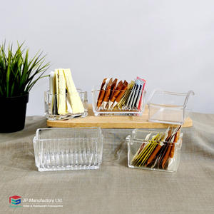 Stripe Table Caddy Plastic Tea Bag Holder Canteen Rectangular Clear Acrylic Sugar Bag Caddy - Product Image 5