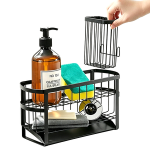 Support de Distributeur de Savon et Éponge 2-en-1 Élégant pour Évier, Panier de Rangement à 2 Niveaux en Métal pour Évier de Cuisine - Product Image 1