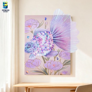 Dipinto 3D Originale Transfrontaliero <span class=keywords><strong>di</strong></span> Fiori e <span class=keywords><strong>Pesci</strong></span> in un Fiume, Creazione Fai-da-Te su Tela, Impermeabile ed Ecologico - Product Image 3