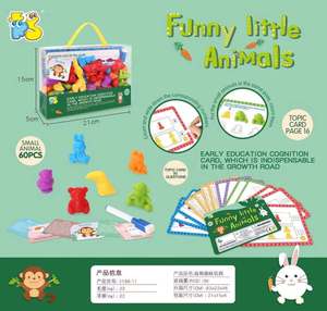 Montessori strumenti per l'<span class=keywords><strong>insegnamento</strong></span> della prima educazione arcobaleno per bambini che contano giocattoli animali in gomma morbida Set <span class=keywords><strong>di</strong></span> carte <span class=keywords><strong>domande</strong></span> inglesi matematica - Product Image 2