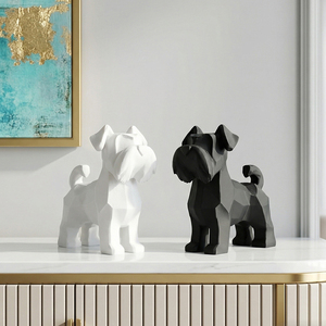 Statuetta Geometrica Sfaccettata di Schnauzer Stampata in 3D, Statua Animale Moderna, Decorazione da Scrivania, Ornamento, Regalo da Collezione per Inaugurazione Casa - Product Image 4