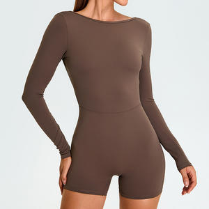 Ensemble de shorts de yoga sans couture respirant et absorbant l'humidité, de haute qualité, taille haute, élastique, tenue de course, survêtement de sport - Product Image 3