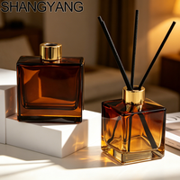 Diffuseur de parfum en verre brun carré de luxe SY 150 ml avec bouchon à vis, options d'impression sérigraphique, origine Jiangsu