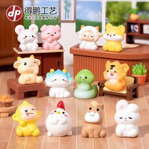 เครื่องประดับเรซิ่นรูปสัตว์จีนขนาดเล็ก ของตกแต่งบ้านสำหรับวางบนโต๊ะ - Product Image 2