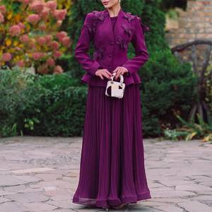 Setelan 2 Potong Gaun Wanita Lengan Panjang dengan Ruffle Bunga 3D yang Elegan, Serbaguna, dan Longgar. - Product Image 3