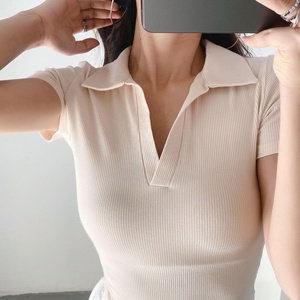 Vente directe d'usine personnalisée polo t-<span class=keywords><strong>shirt</strong></span> mode polos pour femmes col manches courtes T-shirts pour femmes haut court de haute qualité - Product Image 1