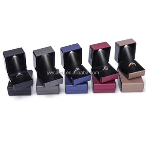 Stock Custom Luxury Jewelry Display Gift Packing Box Ring Box Velvet led light velvet insert jewelry box for women