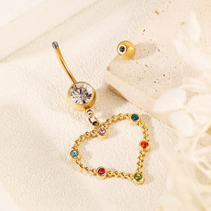 अनन्य डिजाइन पूर्ण स्टेनलेस स्टील सोने की प्लेट 14 गेज नाभि पेट भेदी गहने - Product Image 5