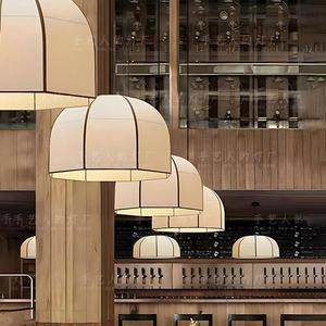 Lampes suspendues pour restaurant chinois, rondes, en tissu blanc, LED E27, pour salle à manger, salon de thé, style Wabi Sabi - Product Image 5