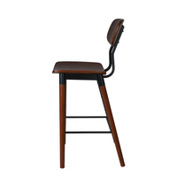 Tabouret de comptoir moderne en bois avec dossier en contreplaqué et structure métallique, chaise de bar pour restaurant, café, maison, cuisine