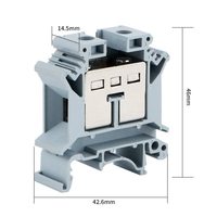 Bloc de bornes à vis sur rail DIN gris PA66 UK25N 100A 2 pôles 800V avec contact en laiton pour panneau de commande, câble 25mm²