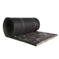 Rouleaux de laine de verre à résistance thermique ASTM C653, 24 kg/m³, 40 mm, isolation en laine de verre pour climatiseur avec tissu noir