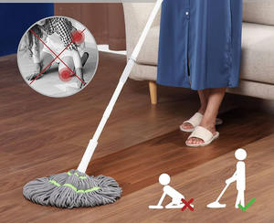 Balai serpillère auto-essoreur mains libres en microfibre à tête ronde, haute capacité de déshydratation, facile à utiliser pour le nettoyage des sols secs et humides - Product Image 6