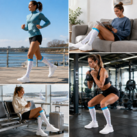 Chaussettes de compression colorées à pois, hautes jusqu'aux genoux, respirantes, pour le sport, la course, les voyages et le quotidien