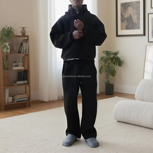 High Quality Oversized Stacked Sweatpants and Hoodie Set French Terry Sweatsuits Unisex Sets Baggy Blank Tracksuits for <b>Men</b> - Product Image 5