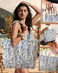 Bolsa <span class=keywords><strong>de</strong></span> Lona Grande con Estampado Floral, Estética y Bonita, con Cierre <span class=keywords><strong>de</strong></span> Cremallera para Mujer, para Gimnasio, Viajes y Trabajo - Product Image 6