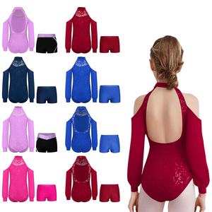 Trajes de Danza para Niñas de 6 a 16 Años, Leotardo de Encaje de Manga Larga con Pantalones Cortos para Ballet, Gimnasia, Patinaje Artístico, Clases de Danza - Product Image 1