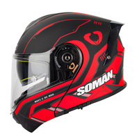 Casque de moto modulaire intégral SOMAN SM965, visière double relevable, coque ABS, boucle à dégagement rapide, équipement de conduite urbaine pour adulte
