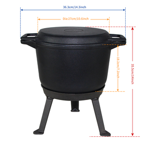 Marmite de camping <span class=keywords><strong>émaillée</strong></span> en <span class=keywords><strong>fonte</strong></span> polonaise à 3 pieds, 4L/7L/10L - Product Image 3