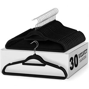 50 Set <b>Black</b> Velvet Hanger with Custom Logo Iron Material Single Tier Durable Modern Design for Boutique Wardrobe Use - Product Image 1