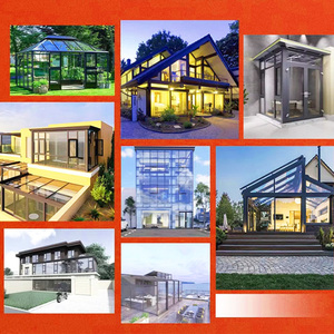 Véranda en verre préfabriquée moderne avec structure en aluminium et verre feuilleté, jardin d'hiver, serre, maison en verre - Product Image 4