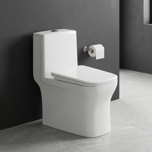 WC monobloc en céramique blanche à chasse d'eau siphonique, à poser au sol - Product Image 3
