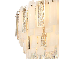 Vente chaude cristal de jade rond fait à la main verre Rectangle lustres de table de luxe éclairage villa moderne pour hôtel décor lumières