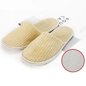 Warm Custom Disposable Closed-Toe Coral Fleece 5 Star Hotel Slippers