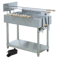 CosBao EB-W02 Barbecue commercial en acier inoxydable à charbon de bois avec chariot motorisé, sécurité anti-flamme, hauteur réglable - Barbecue d'extérieur style Chypre