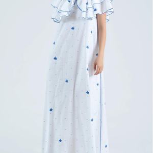 Nouvelles robes d'été pour femmes, robes décontractées amples et modestes, robes pour femmes à col en V profond, de haute qualité, à manches courtes, mi-longues, 100% coton - Product Image 2