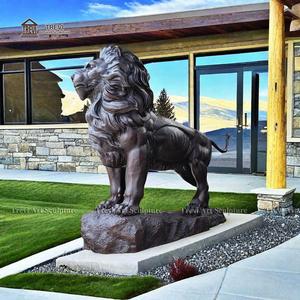 Trang trí ngoài trời cặp kích thước lớn màu đen đồng bức tượng sư tử - Product Image 3