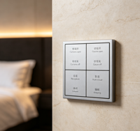 Interrupteur mural intelligent KNX 4 gangs 8 commandes avec matériau PC, 30V DC, indice de protection IP20, compatibilité avec l'application KNX pour usage domestique