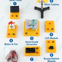 Kit d'expérimentation de conversion d'énergie LYMART : Panneau solaire, éolienne, ventilateur, générateur manuel, support de batterie, module interrupteur LED
