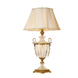 Avrupa tarzı bakır cam masa lambası kristal taban pirinç masa ışığı yatak odası oturma Villa projesi iç tasarım - Product Image 5
